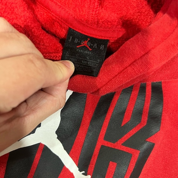 Jordan Jump Man Kids Red and Gray Hoodie - Picture 3 of 5